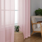Aiyufeng Blush Pink Sheer Curtains 96 Inches Long 2 Panels Set, Light Filtering Soft Airy Voile Rod Pocket Baby Pink Sheer Window Drapes for Bedroom Living Room, Each 42Wx96L Inches