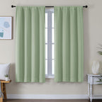 Simplebrand Ava Light Green Blackout Curtains for Bedroom 63 Inch Length 2 Panels Set, Solid Thermal Insulated Energy Saving Rod Pocket Window Treatment Curtains Blackout Drapes, W40 x L63 Inch