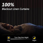 Guken Blue 100% Blackout Linen Curtains 100 Inch Length 2 Panels Set for Living Room Bedroom Back Tab Thermal Insulated Black Out Drapes Room Darkening Farmhouse Window Curtains Dusty Blue