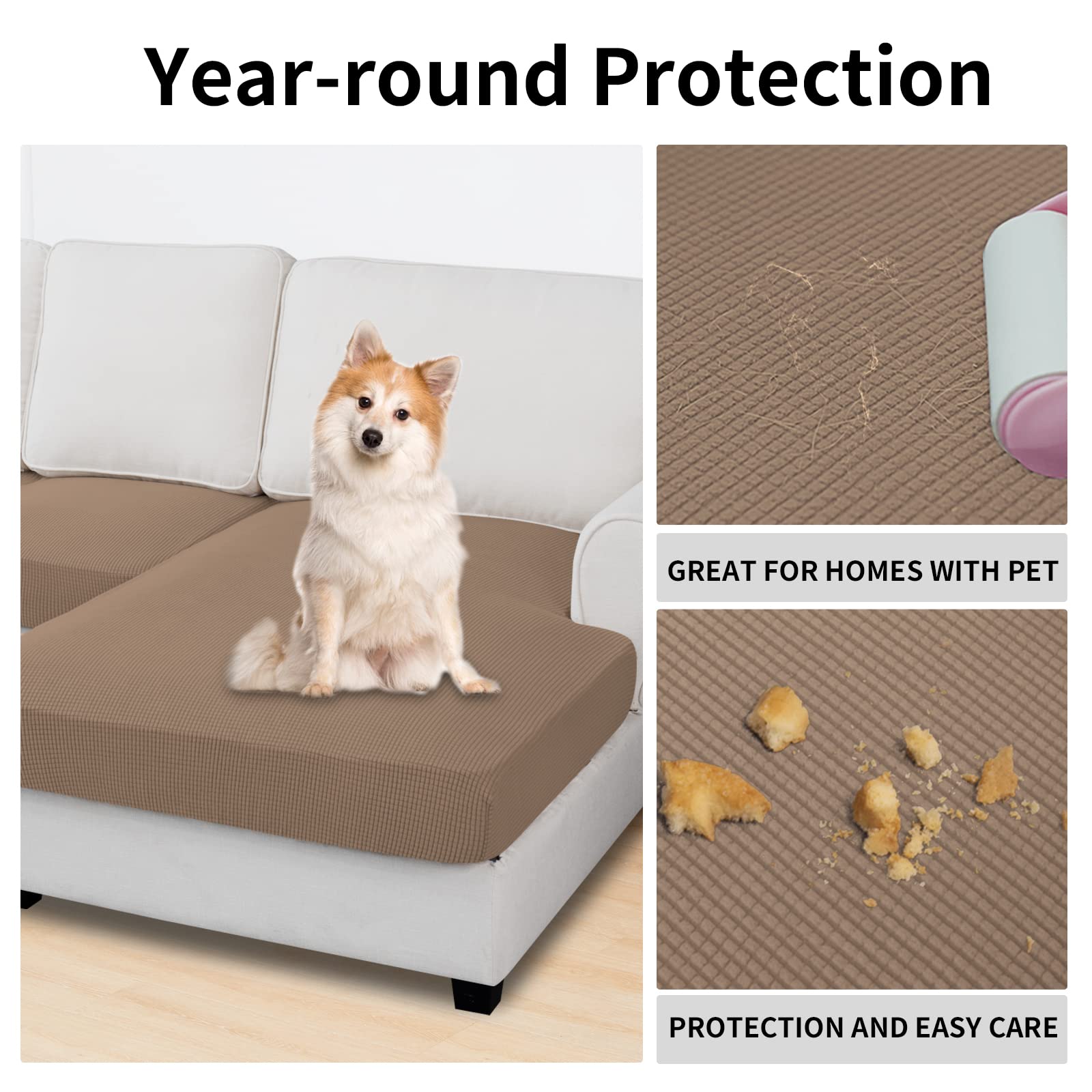 Easy-Going Stretch 4 Pieces Couch Cushion Covers for Sectional Sofa L Shape
