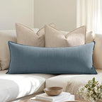 MIULEE Decorative Long Lumbar Throw Pillow Cover for Bed 14x36 Blue Grey Boho Farmhouse Neutral Couch Pillowcase Pack of 1 Accent Modern Sofa Cushion Livingroom Home Decor (Covers Only)