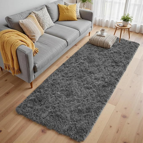 2x6 Fluffy Shag Area Rugs for Living Room Bedroom: Soft Plush Carpet Grey