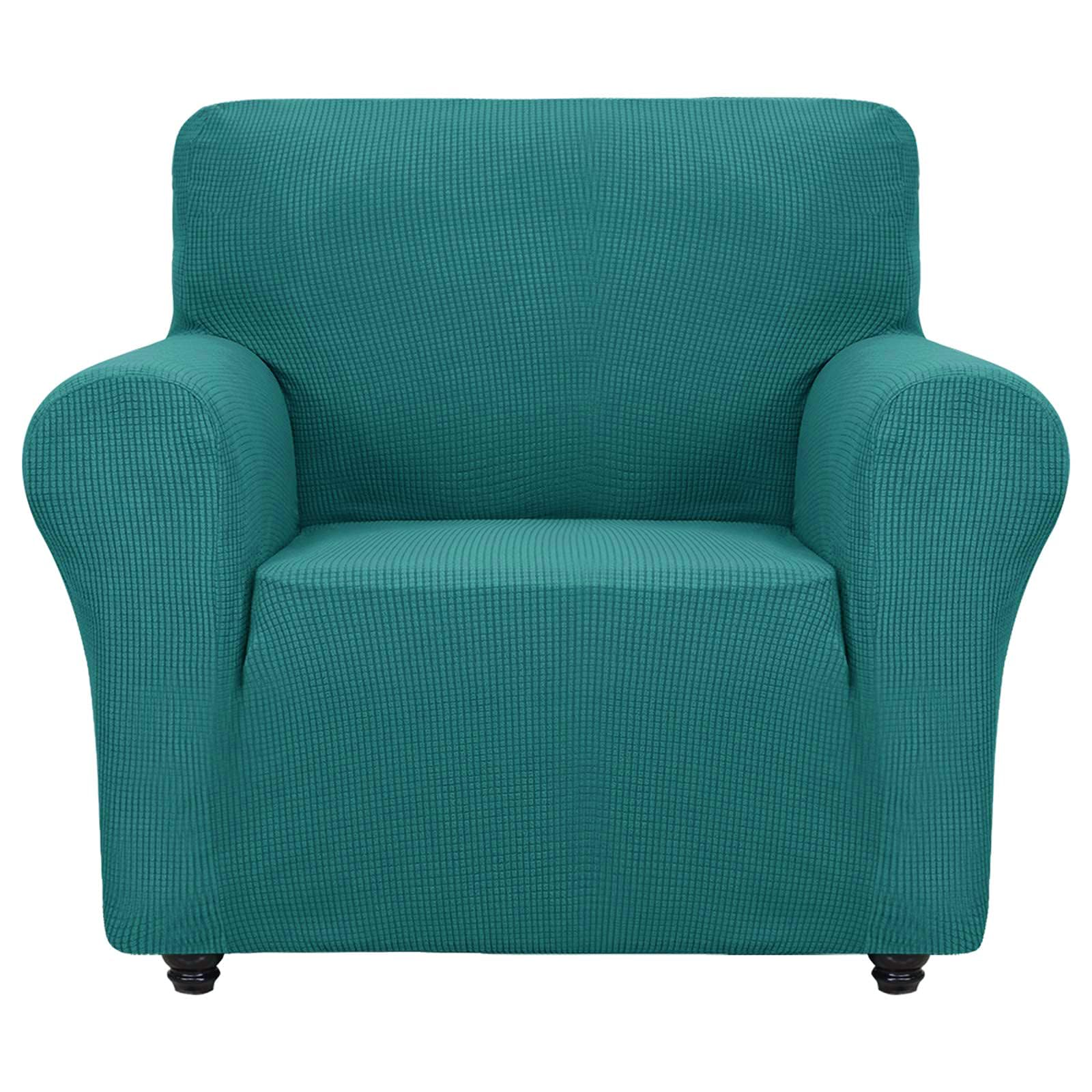 ZNSAYOTX Super Stretch Chair Slipcover Universal Sofa Chair Covers for Living Room Dogs Pet Furniture Protector Spandex Armchair Slipcovers with Anti Slip Foam Sticks (Peacock Teal, Chair)