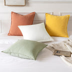 MIULEE Decorative Linen Euro Sham Pillow Covers 24x24 Light Green
