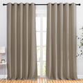 NICETOWN Blackout Taupe Curtains & Drapes 90 inches Long for Bedroom - Noise Reducing Thermal Insulated Grommet Room Darkening Window Treatments for Sliding Glass Door (2 Panels, 66 x 90 Inch)