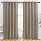 NICETOWN Blackout Taupe Curtains & Drapes 90 inches Long for Bedroom - Noise Reducing Thermal Insulated Grommet Room Darkening Window Treatments for Sliding Glass Door (2 Panels, 66 x 90 Inch)