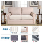 H.VERSAILTEX High Stretch Couch Cushion Covers,Chair Sofa Seat Slipcovers Couch Cushion Cover Stretch Furniture Protector for Kids, Pets(2 Packs Cushion Loveseat Covers, Ivory)