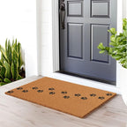 Barnyard Designs Natural Coco Coir Heavy Duty Backing Doormat - Large Cute Non-Slip Front Door Welcome Mat for Outside Entrance or Porch Entry, Brown (24x36, Paws)