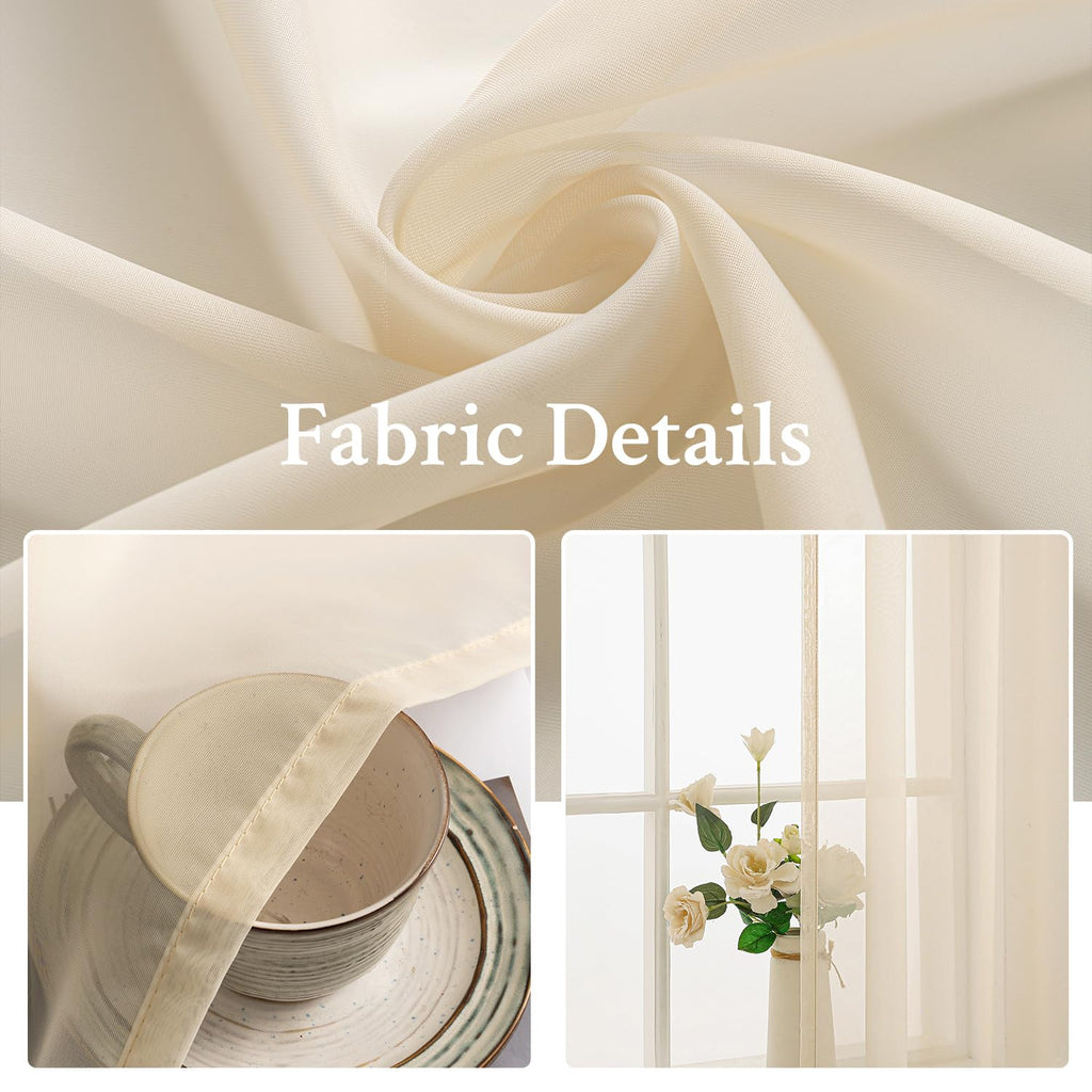 MIULEE 2 Panels Sheer Curtains for Living Room 54 X 108 Inches Cream
