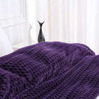 Puncuntex Deep Purple Throw Blanket 90"×90" Fuzzy 3D Jacquard Decorative