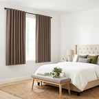 PONY DANCE Decorative Window Drapes - Blackout Thermal Insulated Curtain Draperies Home Decoration Back Tab/Rod Pocket Blackout Curtain Panels for Bedroom, 42-inch by 63-inch, Mocha, Set of 2