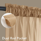 MIULEE Brown Sheer Curtains 90 Inches Long 4 Panels 42 x 90 Inches