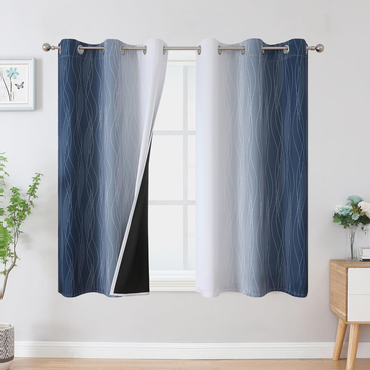 Estelar Textiler Red and Black Ombre Blackout Bedroom Curtains 45 Inch Long