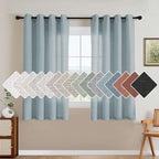 H.VERSAILTEX Living Room Linen Curtains - Semi Sheer, Nickel Grommet, Energy Saving, Light Filtering Window Treatments - Cloud Blue, 2 Panels, 52 x 54 Inch