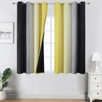 Estelar Textiler Black and Yellow Blackout Curtains 54 Inches Long, Full Light Blocking Gradient Grommet Drapes for Kitchen, Thermal Insulated Ombre Curtains for Bedroom, 52Wx54L, 2 Panels