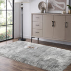 Tangsoo 2x6 Grey Fluffy Faux Fur Runner Rug,Soft Sofa Couch Cover Cushion