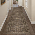 WondRg 2'6x12 Dark Brown Vintage Runner Rug