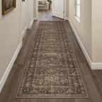 WondRg 2'6x12 Dark Brown Vintage Runner Rug