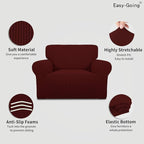 Easy-Going Stretch Oversized Chair Sofa Slipcover 1-Piece Couch Sofa Cover Furniture Protector Soft with Elastic Bottom for Kids Spandex Jacquard Fabric Small Checks Wine