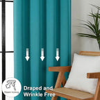 Simplebrand Ava Teal Short 36 Inches Blackout Curtain 2 Panels Set, Half Window Rod Pocket Privacy Curtain Tiers for Kitchen, Curtains Blackout for Bathroom Shades, W40 x L36 Inch, Teal