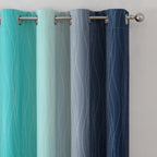 Navy Blue and Teal Gradient Blackout Curtains for Living Room 84 Inch Long