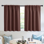 RYB HOME Short Blackout Curtains for Small Window, Sunmmer Heat Light Blocking Privacy Protection Curtains for Sunroom Laundry Room Stair Window, Width 52 by Length 36, Chocolate Brown, Set of 2