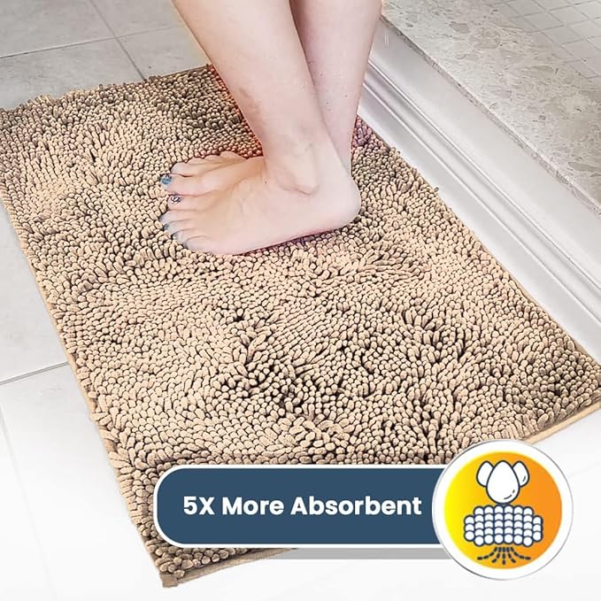 Muddy Mat® | Super Water Absorbent Door Mat Indoor, Microfiber Quick Dry Chenille Entryway Rug, Slip Resistant Front Door Mat, Indoor Mats for Entryway, Machine Washable Pet Rug, Beige 5ft x 7ft