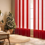 MIULEE 2 Panels Red Solid Color Sheer Christmas Window Curtains Elegant Window Voile Panels/Drapes/Treatment for Bedroom Living Room (54X90 Inches)