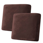 H.VERSAILTEX Velvet Stretch Couch Cushion Cover Plush Cushion Slipcover for Chair Loveseat Sofa Cushion Furniture Protector Seat Cushion Sofa Cover (2 Piece Large Sofa Cushion Covers, Brown)