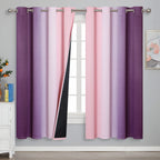 Pink and Purple Ombre Blackout Curtains for Girls Bedroom 72 Inches Long