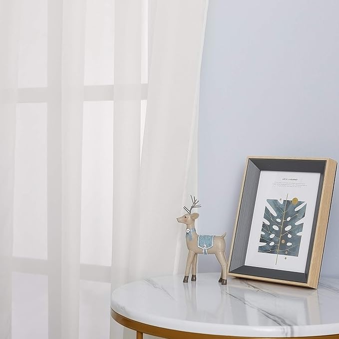 NICETOWN Sheer Curtains for Windows 63 inch Length, Grommet Living Room Curtain Panels Voile Textured Soft & Lightweight Window Dressing for Bedroom Decor, Beige, W54 x L63, 2 Pieces