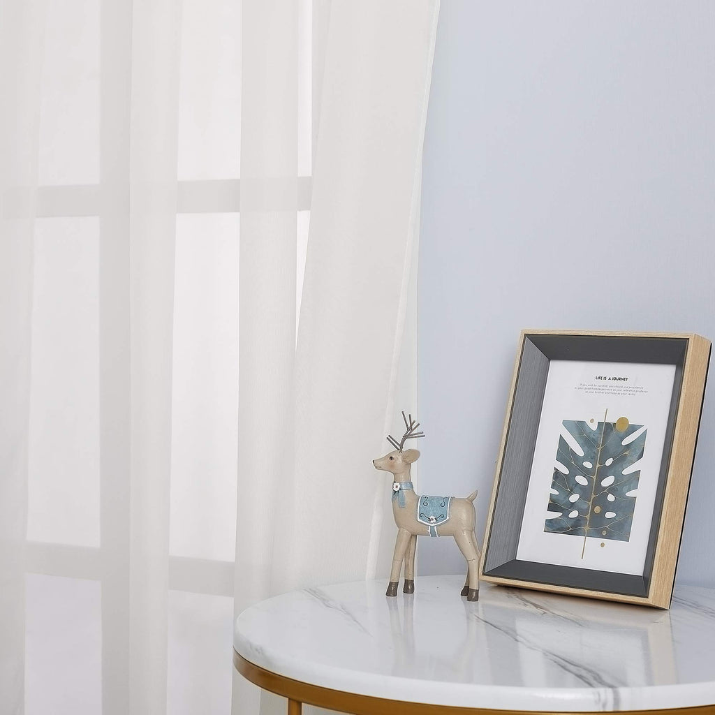 NICETOWN Beige Sheer Curtains 90 inch Length, Grommet Airy & Lightweight Chic Voile Sheer Light Filtering Window Curtains & Drapes for Bedroom/Living Room, W54 x L90, 2 Panels
