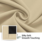 SimpleHome 100% Blackout Curtains for Bedroom,Thermal Insulated Beige Grommet Window Drapes Room Darkening Curtains for Living Room with Black Back,42 x 36 Inch,2 Panels