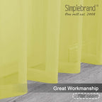 Simplebrand Lemon Sheer Curtains 96 Inches Long, Light Filtering Rod Pocket Solid Color Window Sheer Curtain Panels, Elegant Curtains & Drapes for Living Room, Bedroom 2 Panels (Lemon, 42" W x 96" L)