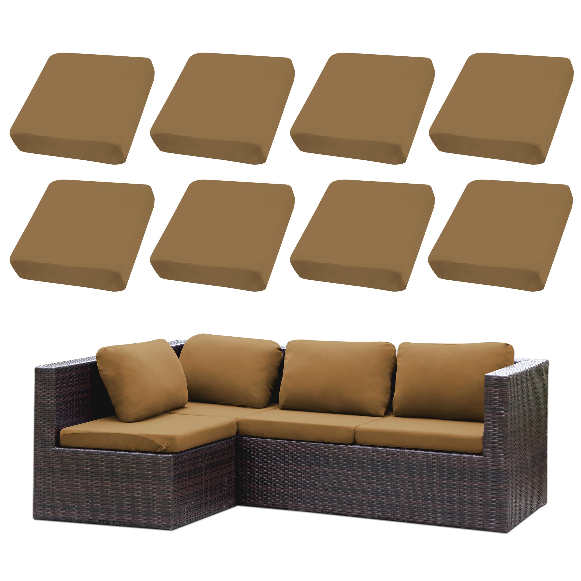SUKAIKEQA 8PCS Patio Cushion Covers.Patio Furniture Couch SeatSlipcovers