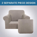H.VERSAILTEX Stretch Chair Slipcovers 2 Pieces Armchair Cover Furniture Protector Chair Covers for Living Room Fit Chair Width Up to 47 Inches, Jacquard Spandex High Spandex Fabric(Chair, Taupe)