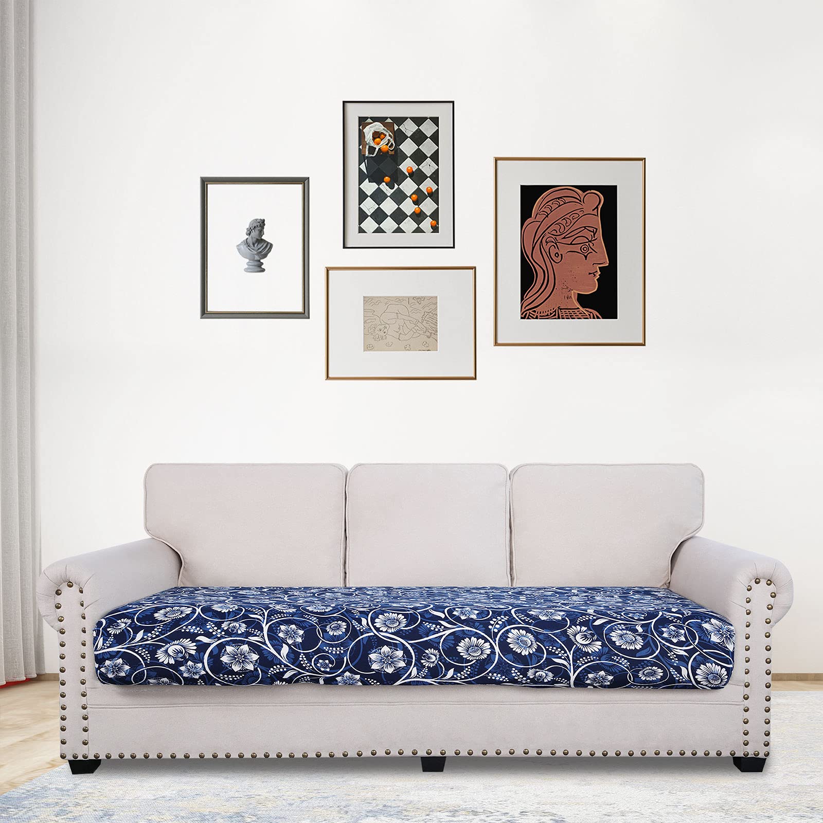 hyha Printed Couch Cushion Covers, Sofa Covers Washable for 3 Cushion Couch