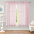 OWENIE Sheer Blush Curtains, Sheer Curtains 63 inch Length 2 Panels Set, Rod Pocket Voile Fimly Sheer Drapes for Living Room Bedroom, 2pcs, Blush, Each 59" W x 63" L