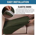 H.VERSAILTEX Velvet Stretch Couch Cushion Cover Plush Cushion Slipcover for Chair Loveseat Sofa Cushion Furniture Protector Seat Cushion Sofa Cover (2 Piece Large Sofa Cushion Covers, Olive)