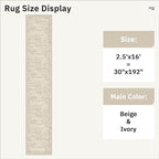 Runner Rug 2'6" x 16' Washable Non-Slip 2.5x16 ft Long Runner Rugs for Kitchen Bathroom Laundry Room Vintage Ultra Thin Runners for Hallway Entryway Beige