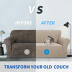ZNSAYOTX 1 Piece Jacquard Couch Covers for 3 Cushion Couch High Stretch Sofa Cover for Pets Dogs Anti Slip Extra Large Sofa Slipcovers Furniture Protector (XL Sofa, Khaki)