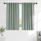Pony Dance Short Black Out Curtain Panels for Basement, Small Drapes for Bathroom, Thermal Insulated Tiers for Basement, 34x45 inch, 2 Window Curtain Panels, Sage Green