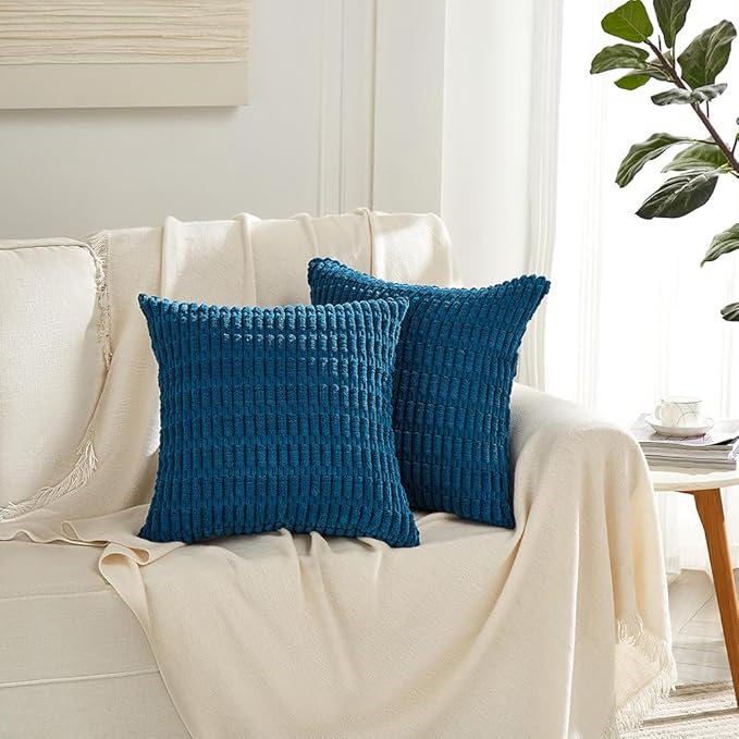 Fancy Homi 4 Packs Decorative Throw Pillow Covers for Living Room Couch Bed, Modern Farmhouse Boho Home Décor Accent Cushion Case, 22" x 22", Teal