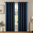 Joydeco Blackout Curtains 72 Inch Length 2 Panels Set, Thermal Insulated Long Curtains& Drapes 2 Burg, Room Darkening Grommet Drapes for Living Room Bedroom Window (W52 x L72 Inch, Navy Blue)