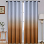 SimpleHome Ombre Room Darkening Curtains for Bedroom, Light Blocking Gradient Grey White to Burnt Orange Thermal Insulated Grommet Window Curtains/Drapes for Living Room,2 Panels, 52x84 inches Length