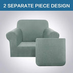 H.VERSAILTEX 2-Piece Spandex Stretch Sofa Slipcover for Chair, Anti-Slip Rich Lycra Knitted Jacquard Sofa Cover Machine Washable Furniture Protector, Solid Cyan, 1 Seater