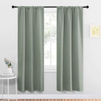 NICETOWN Window Curtains Blackout Drapes - Thermal Insulated Solid Rod Pocket Blackout Curtains/Draperies for Living Room (Greyish Green, One Pair, 34 by 72-Inch)