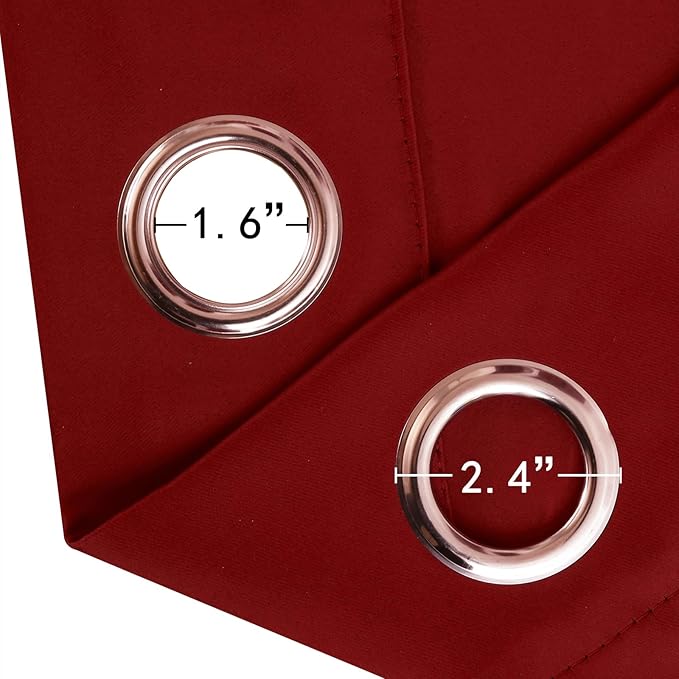 LEMOMO Blackout Curtains 52 x 120 Inch Long Red Curtains Set of 2 Panels Room Darkening Curtains for Bedroom and Living Room