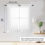 OWENIE Sheer White Curtains 84 Inch Length 2 Panels Set for Living Room Bedroom, Rod Pocket Voile Sheer Panel Drapes, White, 2pcs, Each 42" W x 48" L