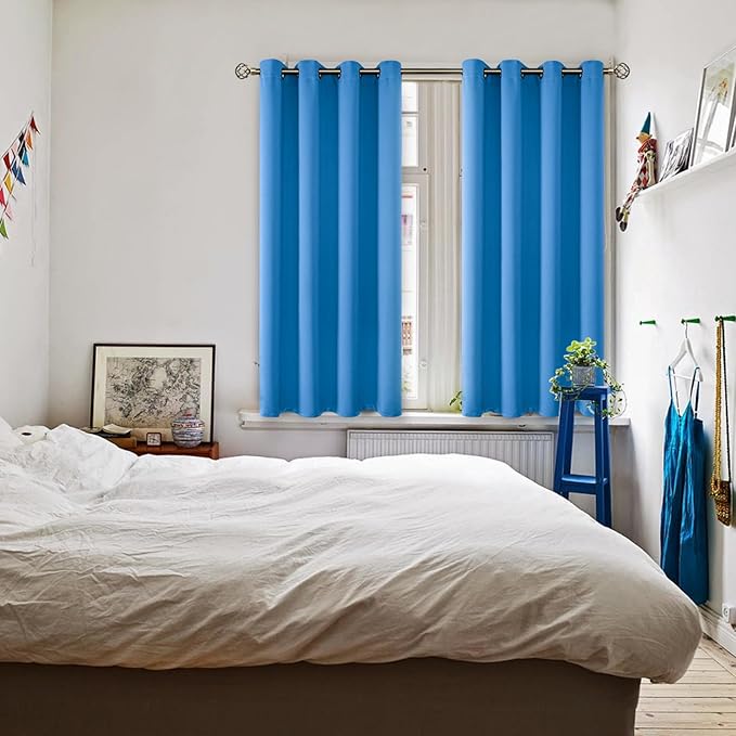 BGment Classic Blue Blackout Curtains for Bedroom 54 Inch Long - 2 Panels
